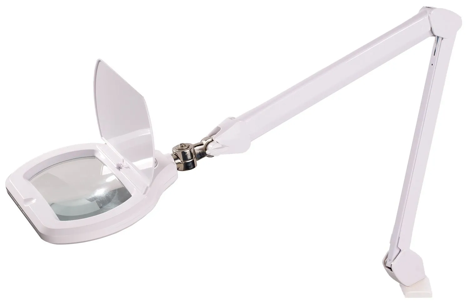 OC White ALREC-45-W Accu-Lite&trade; LED Magnifier with 6.85" Rectangle, 3.5 Diopter Lens & Edge Clamp, White