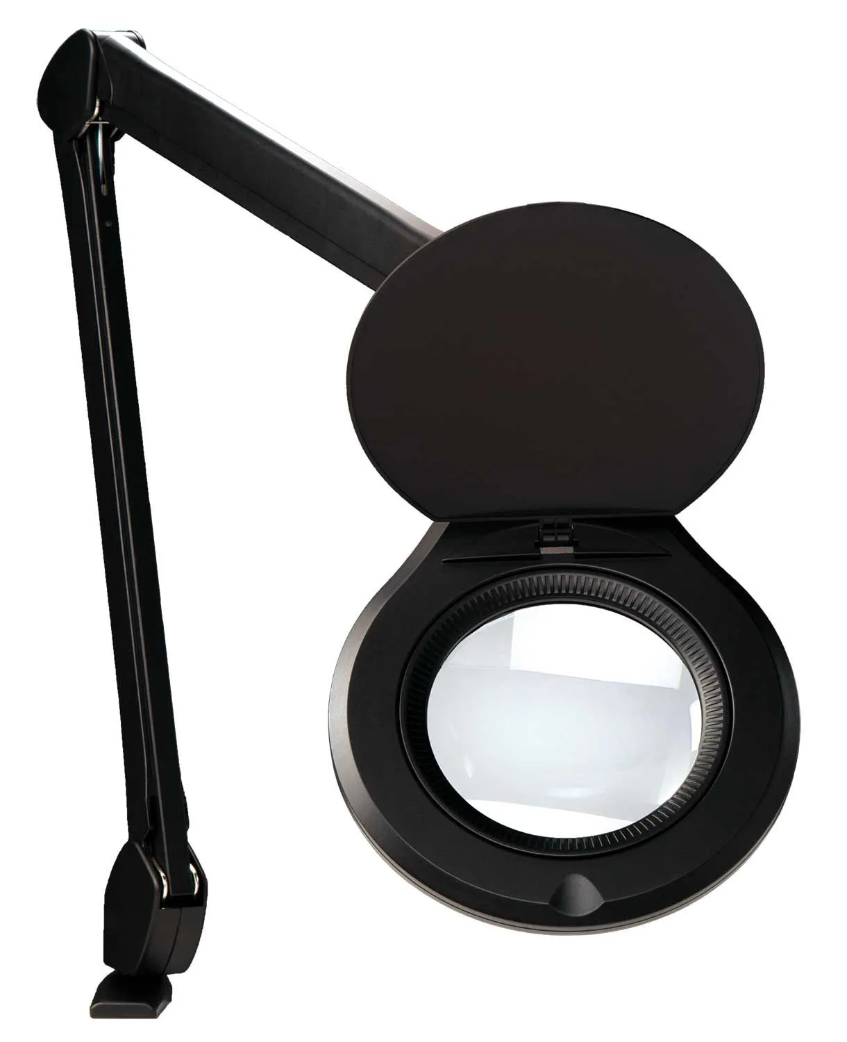 OC White ALRO5-45-5D-B Accu-Lite&trade; LED Magnifier with 5" Round, 5 Diopter Lens & Edge Clamp, Black