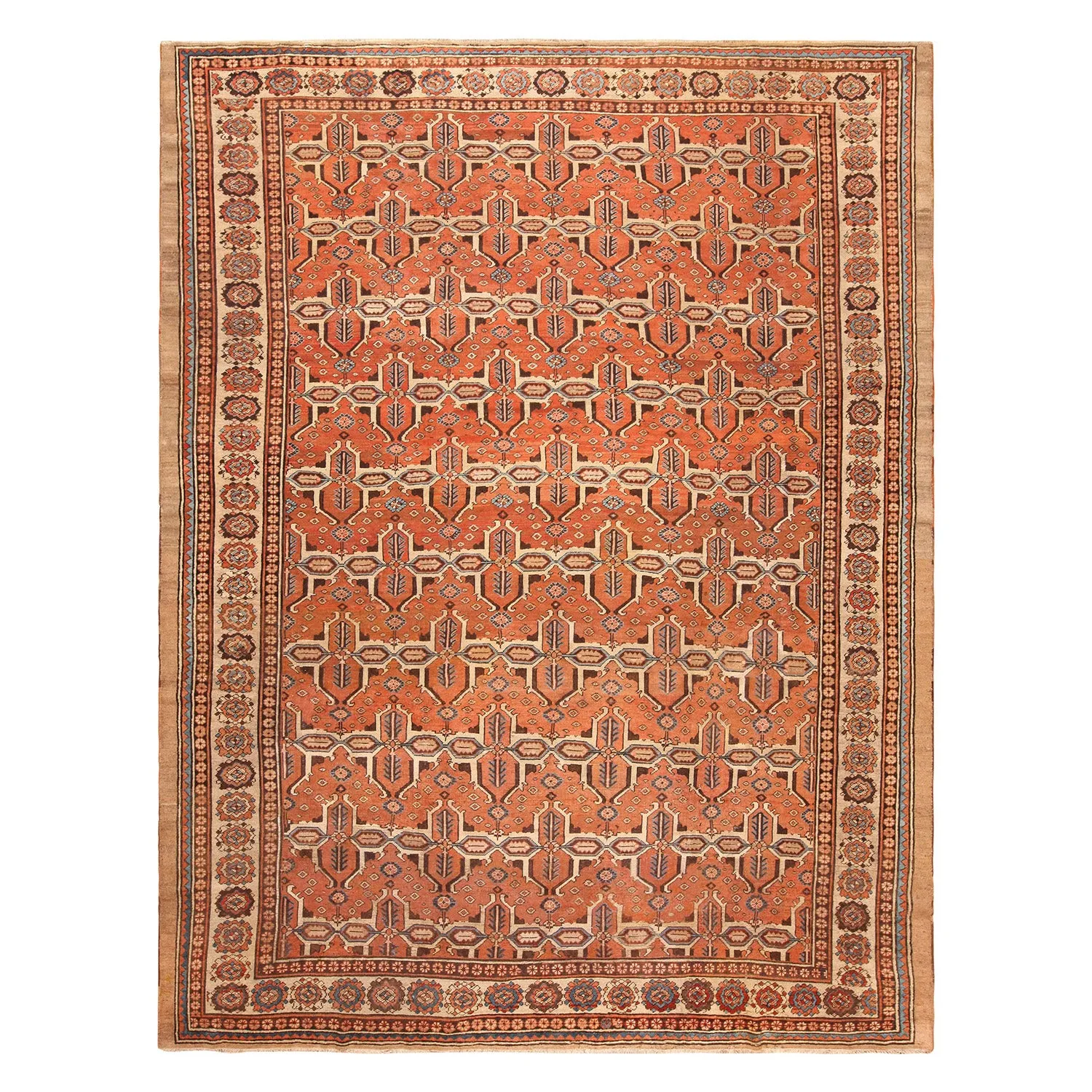 Orange Antique Persian Bakshaish Rug - 10'10" x 14'1"