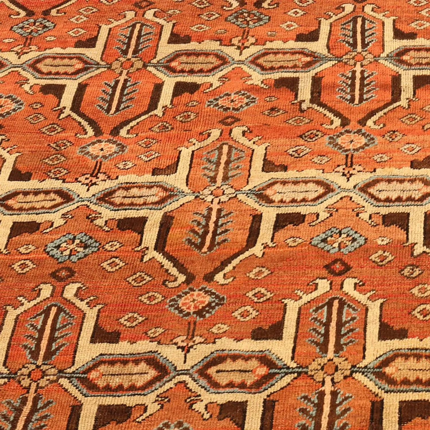 Orange Antique Persian Bakshaish Rug - 10'10" x 14'1"