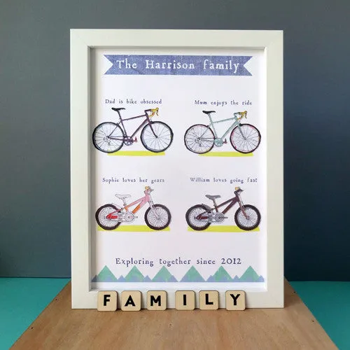 Personalised Cycling Family Print