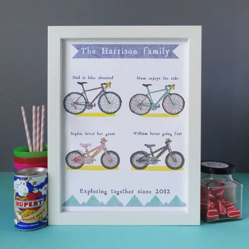 Personalised Cycling Family Print
