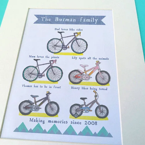 Personalised Cycling Family Print