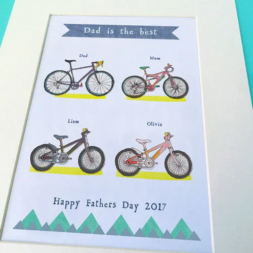 Personalised Cycling Family Print