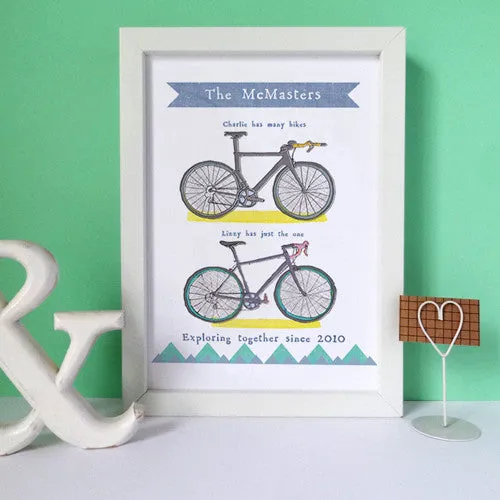 Personalised Cycling Family Print