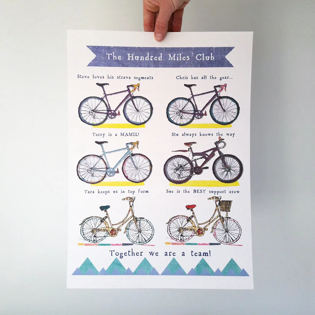 Personalised Cycling Family Print