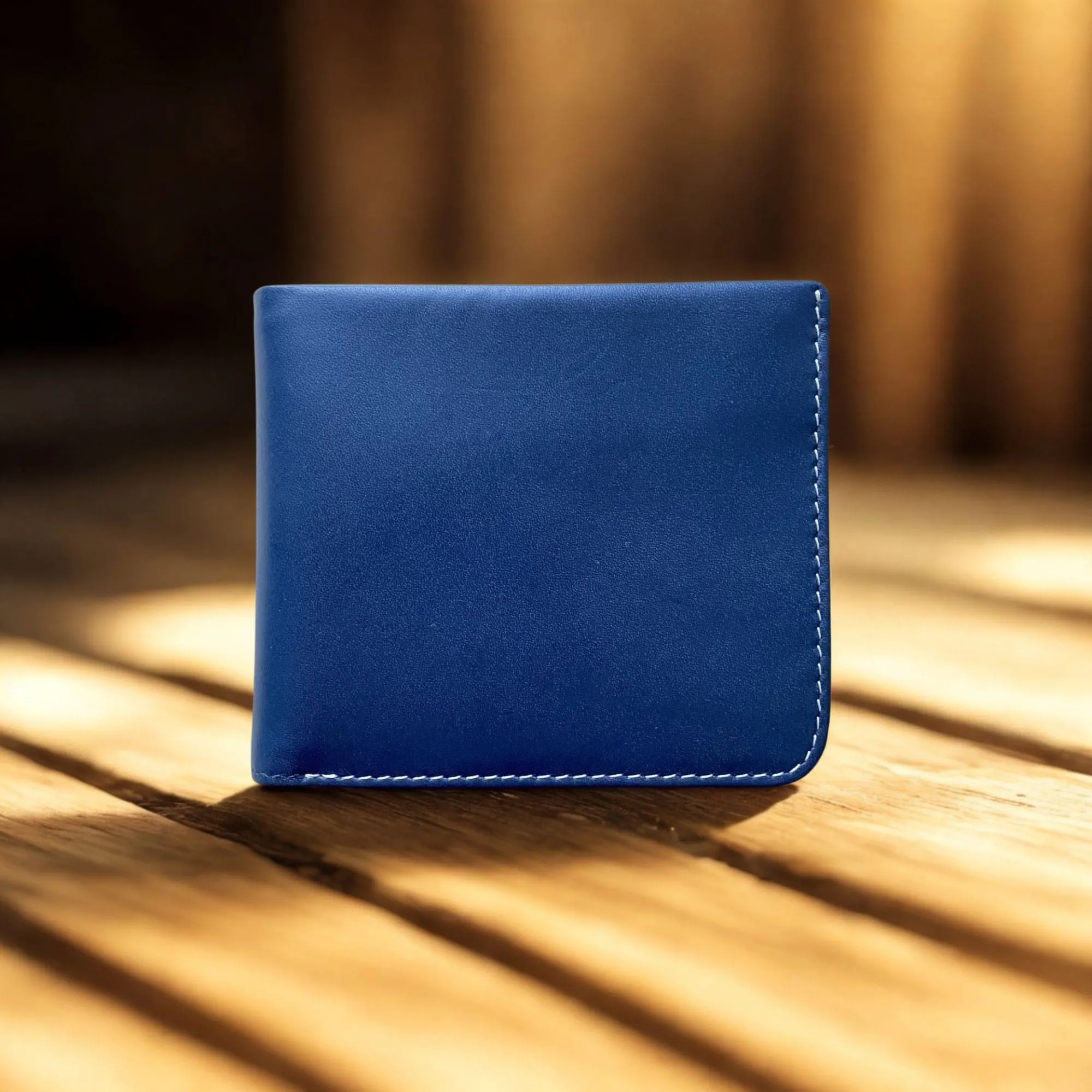 Personalised Slim Leather Mens Wallet Navy Blue