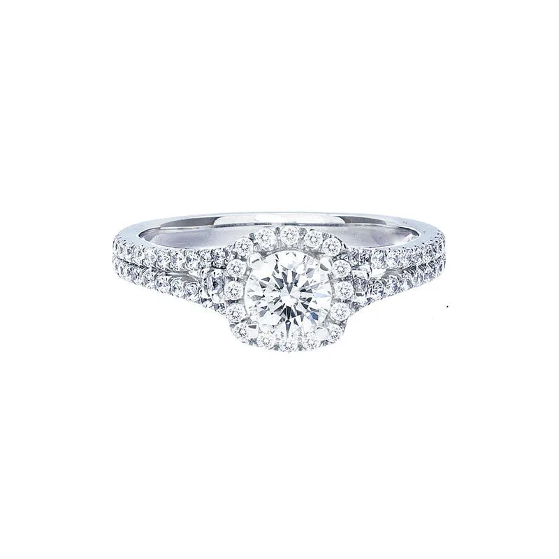 Petite Cushion halo Split Band Engagement Ring