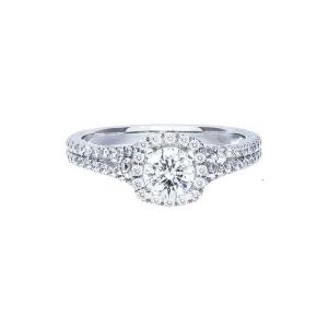 Petite Cushion halo Split Band Engagement Ring