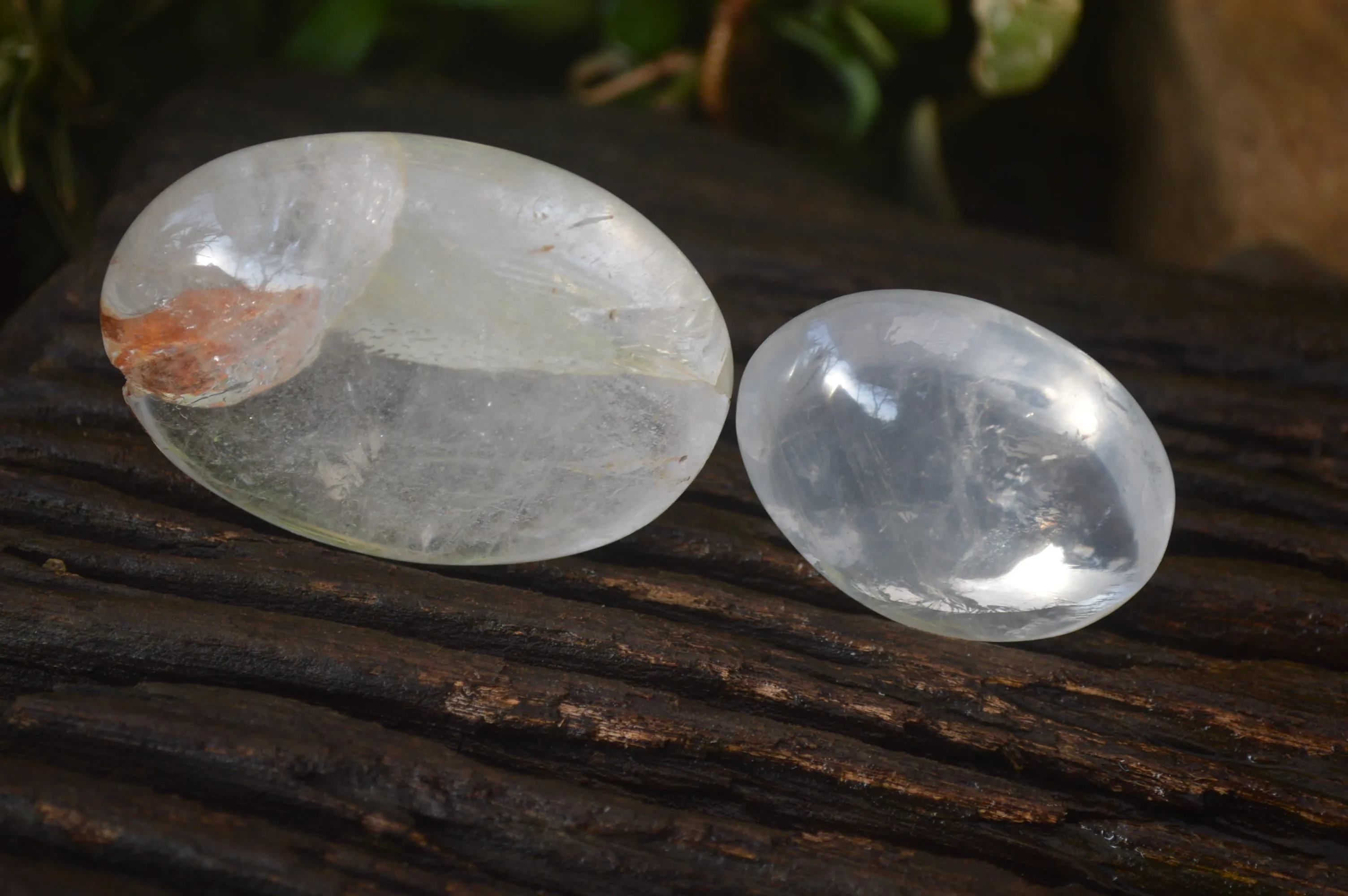 Polished Girasol Pearl Quartz Galet-Palm Stones x 15 From Ambatondrazaka, Madagascar