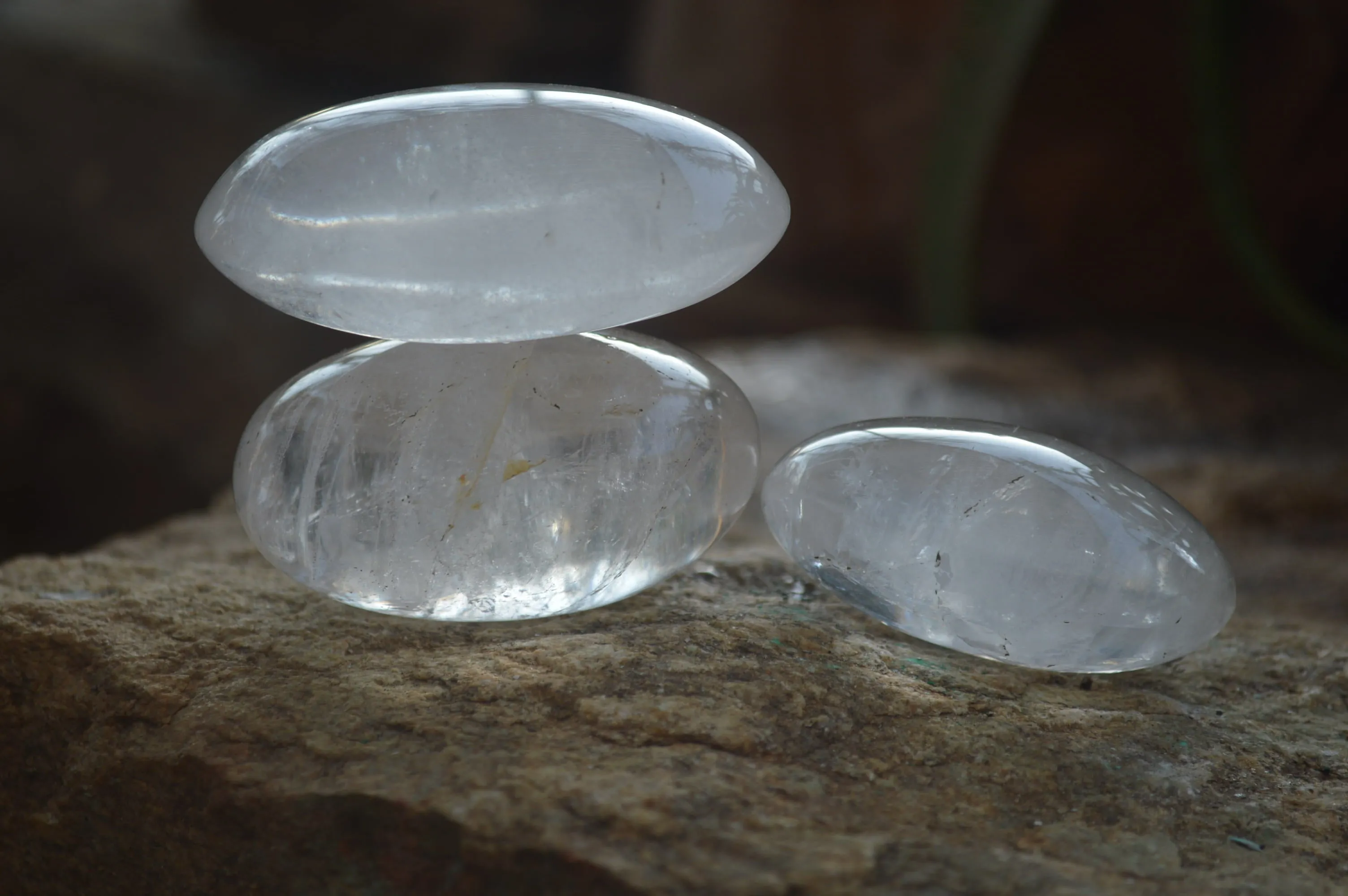 Polished Girasol Pearl Quartz Galet-Palm Stones x 15 From Ambatondrazaka, Madagascar