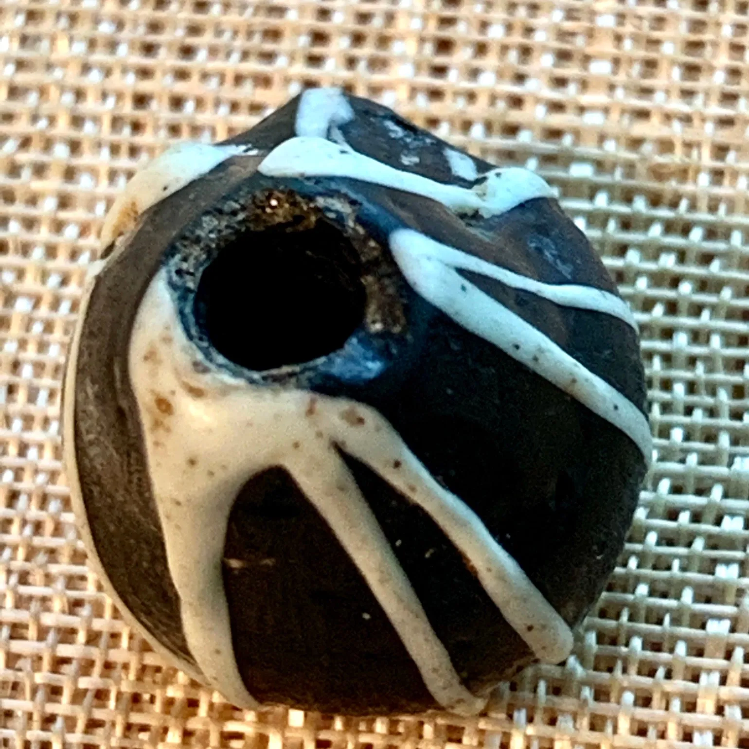 Pre-Islamic Glass Bead, Black & White