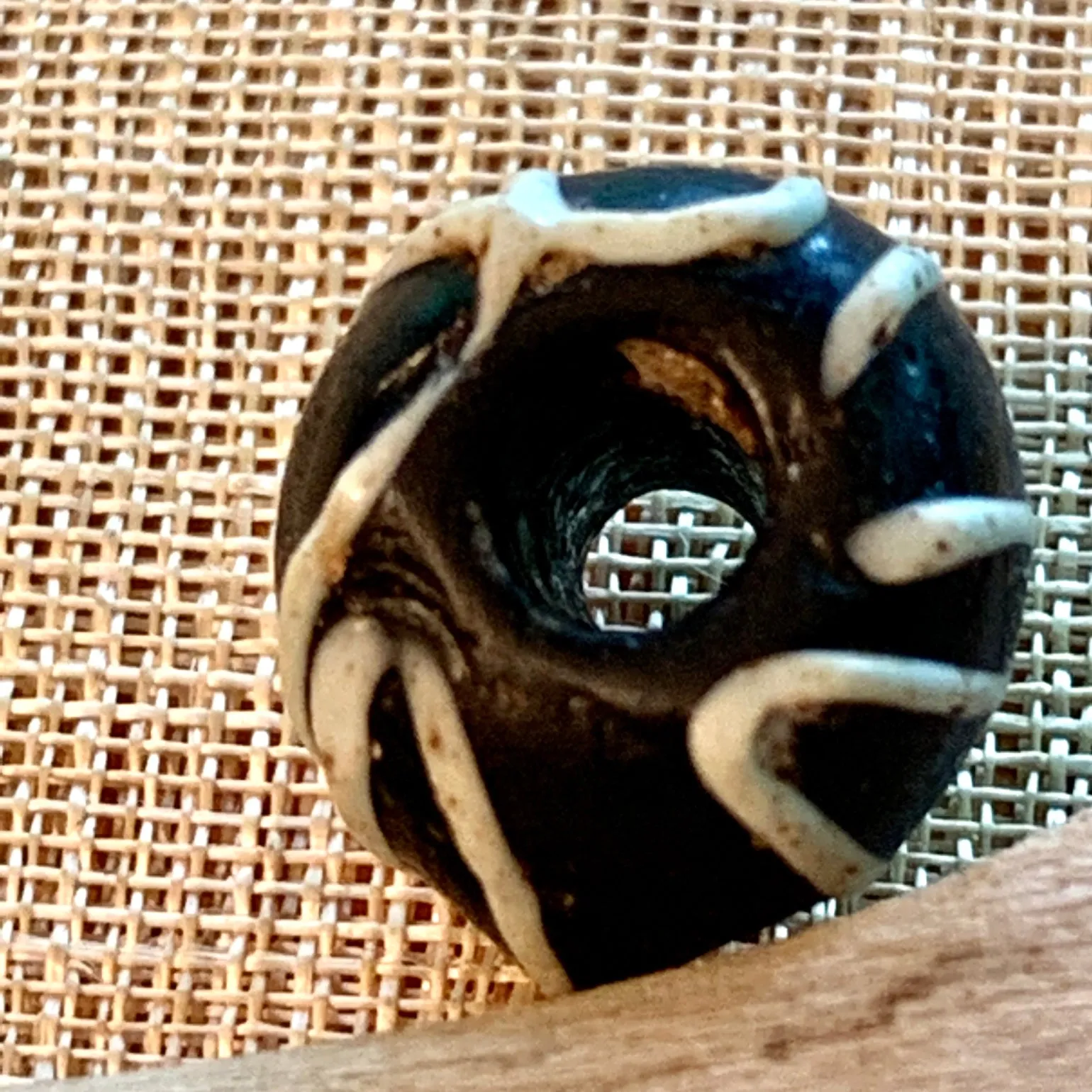 Pre-Islamic Glass Bead, Black & White