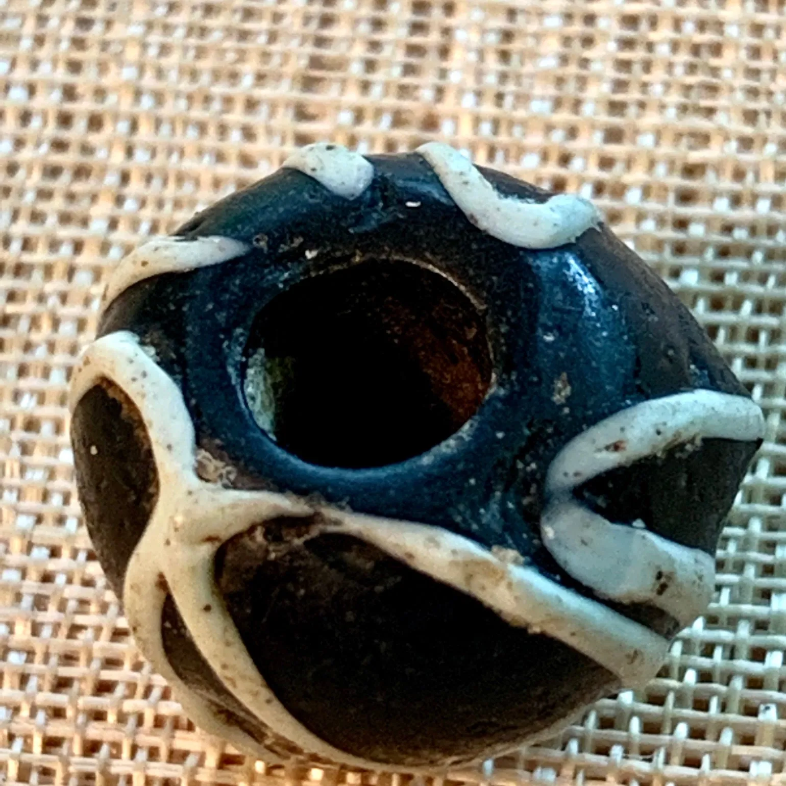 Pre-Islamic Glass Bead, Black & White