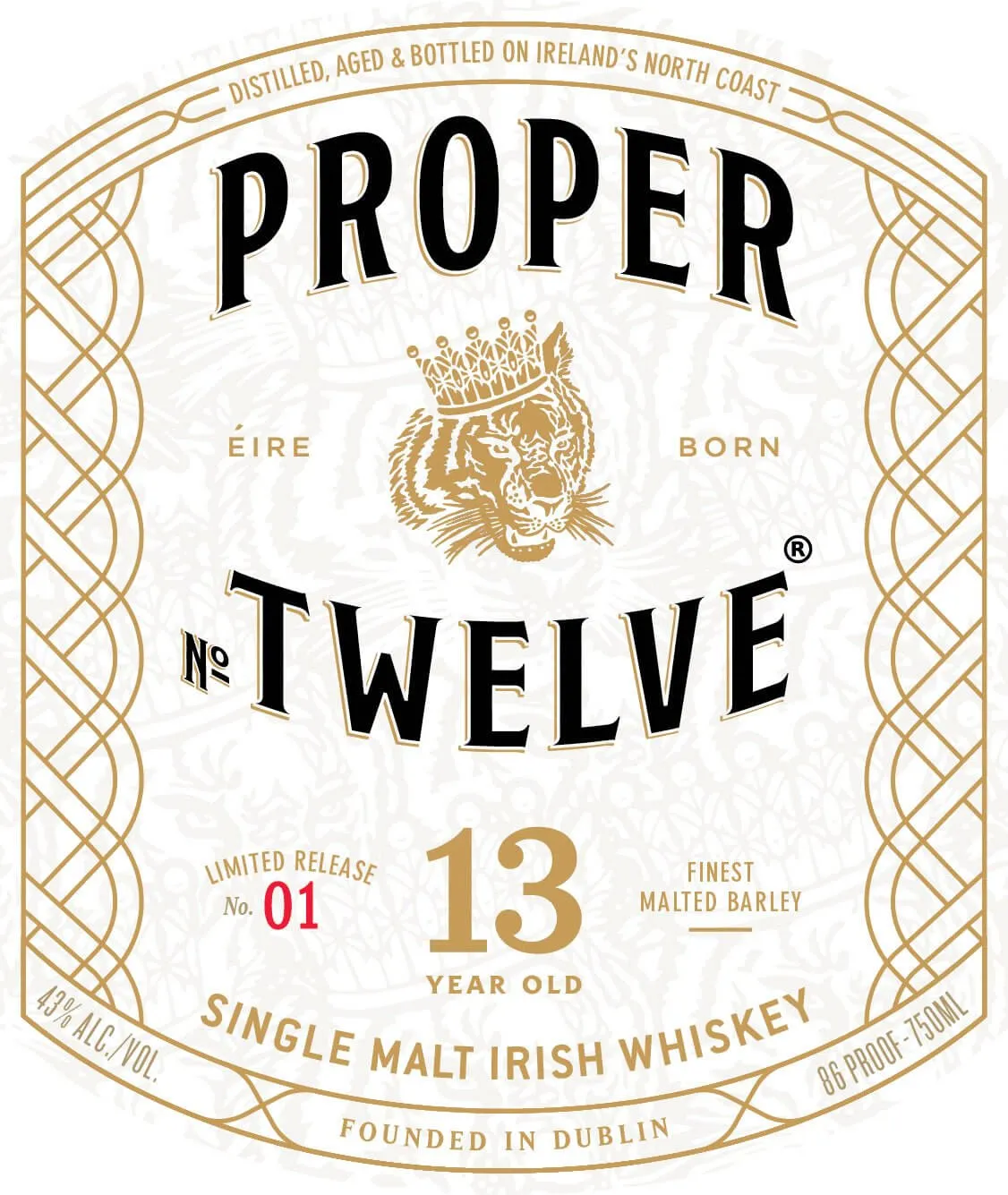 Proper No. Twelve 13 Year Old Single Malt Irish Whiskey Limited Release No. 01
