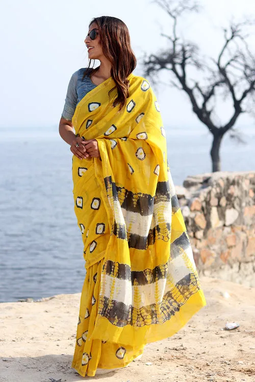 "Golden Aura" Bandhni Chanderi Saree