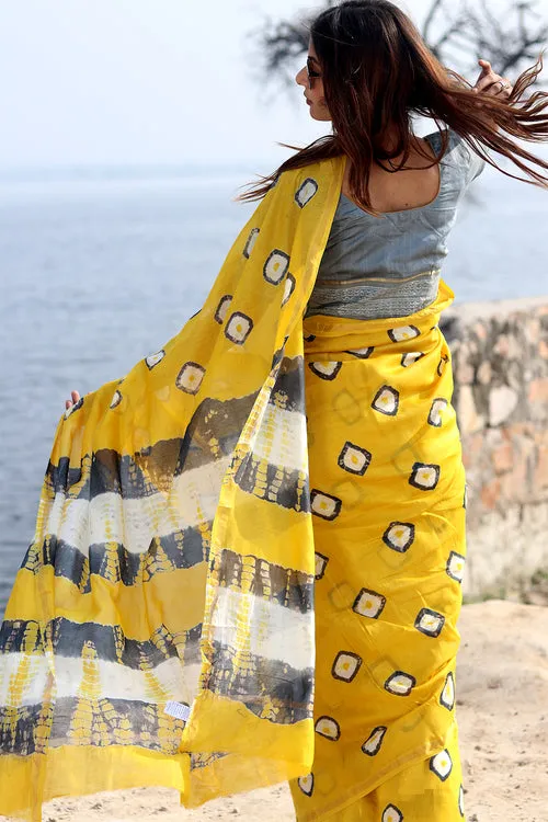 "Golden Aura" Bandhni Chanderi Saree