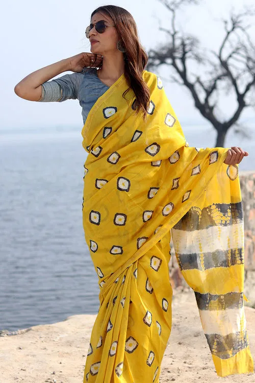 "Golden Aura" Bandhni Chanderi Saree