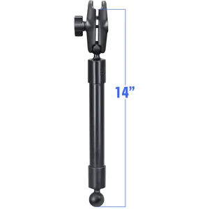 RAM Mount 14in Long Extension Pole with 2 1in Ball Ends and Double Socket Arm
