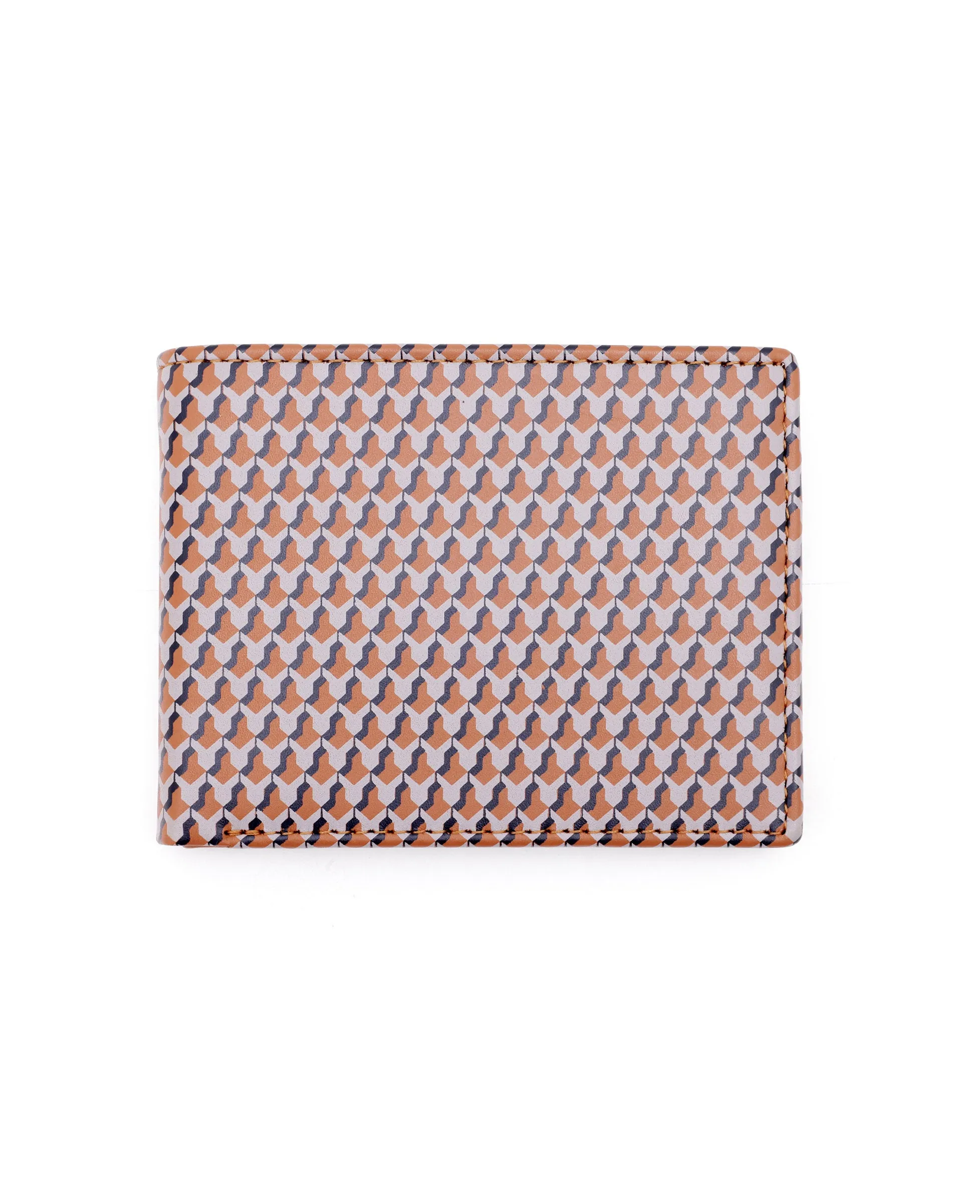 Rare Rabbit Men's Iver Tan Bi Fold Slim RFID Monogram Print Wallet