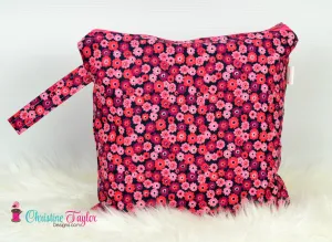 Ready Made MEDIUM SIZE Wet Bag - Pink flowers