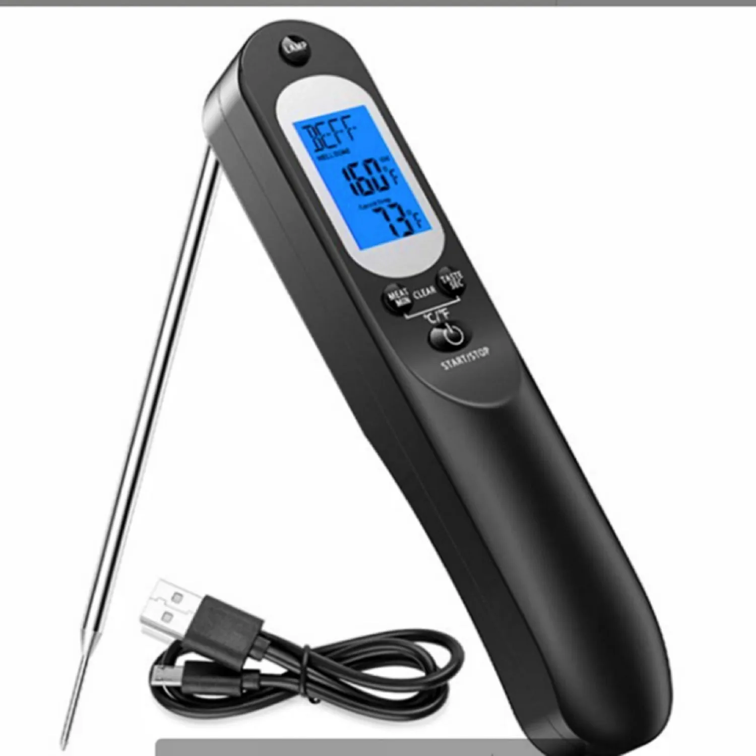 Rechargeable LCD Digital Meat Thermometer, Preset Temps