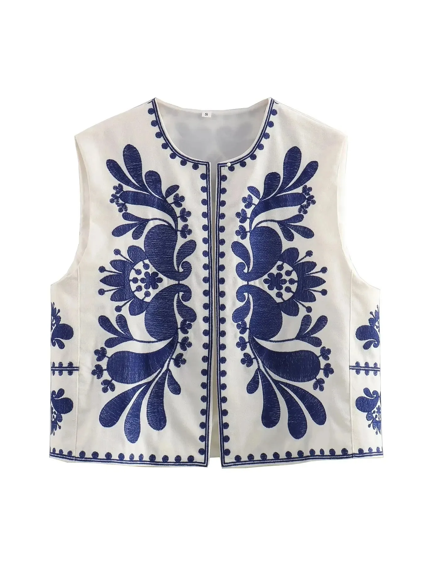 Retro Floral Embroidered Vest