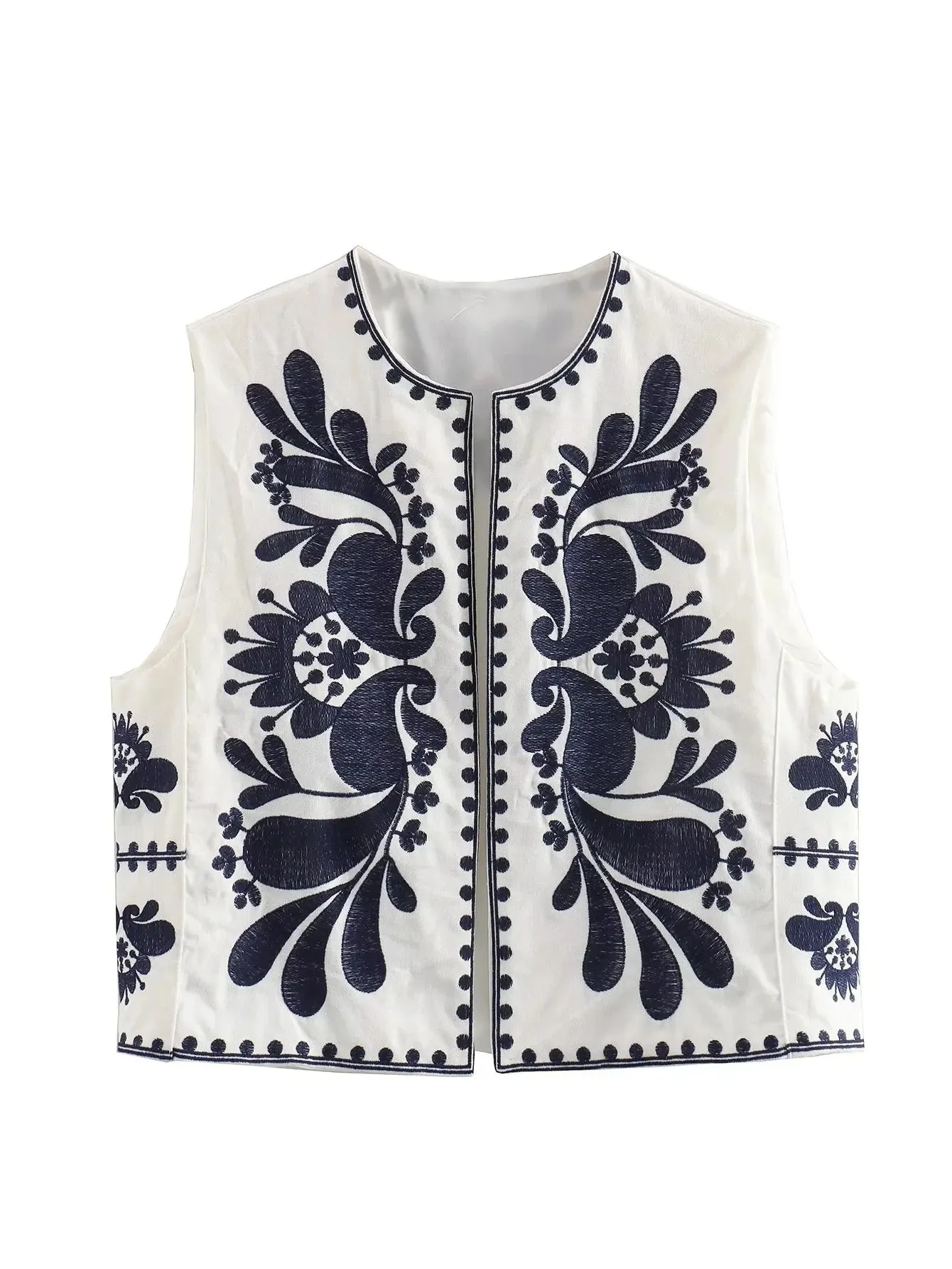Retro Floral Embroidered Vest