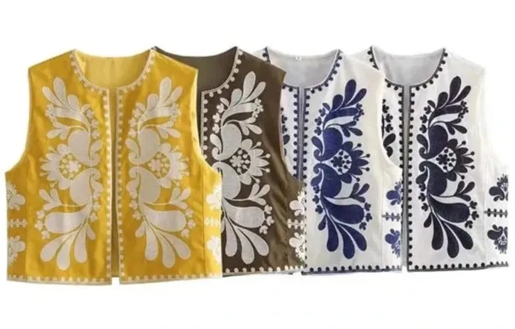 Retro Floral Embroidered Vest