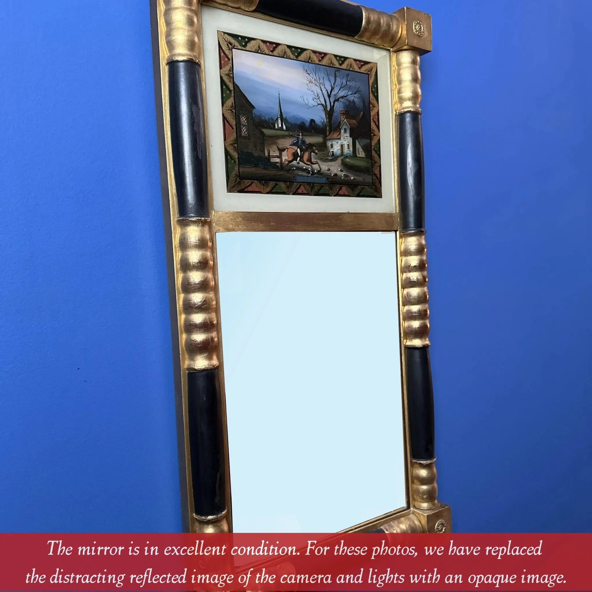 Reverse-painted Federal mirror with Paul Revere