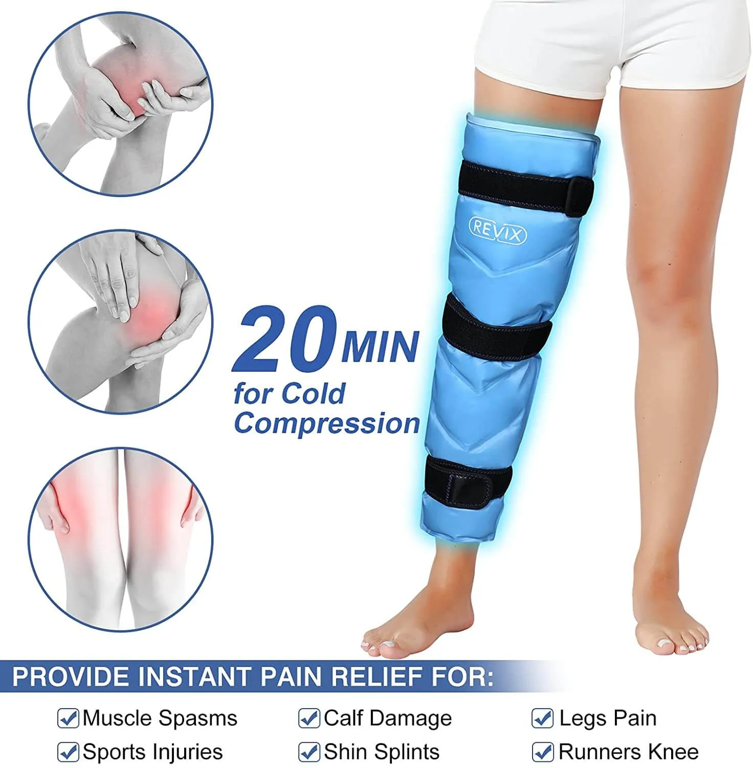 REVIX Full Leg Ice Pack For Hip Replacement, Cold Compress Therapy After Surgery