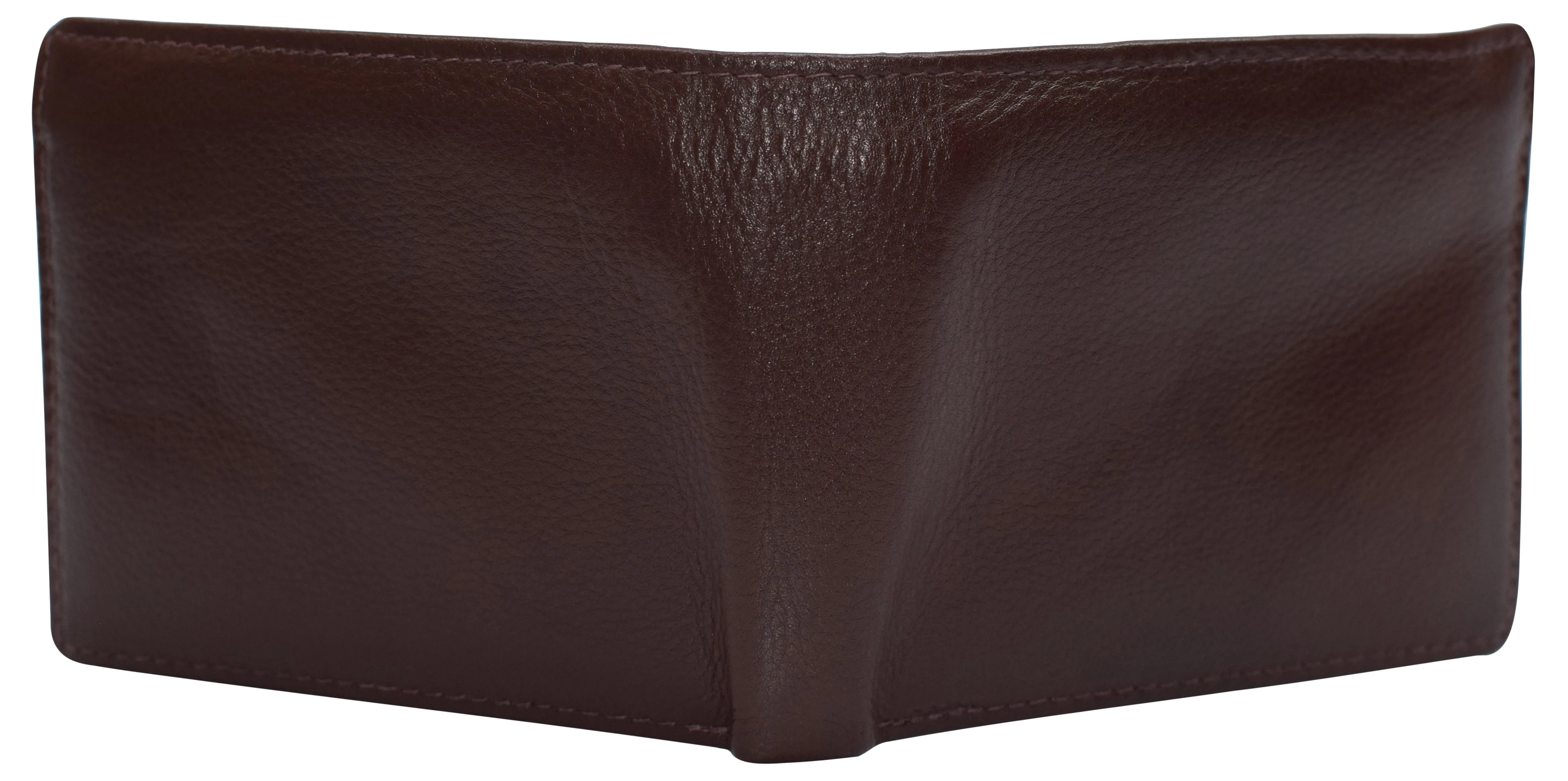 RFID Blocking Men's Double Center Flap Bifold Genuine Leather Wallet 631852