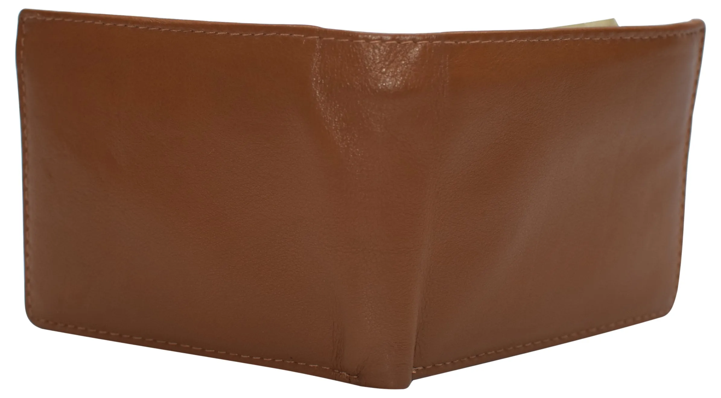 RFID Blocking Men's Double Center Flap Bifold Genuine Leather Wallet 631852