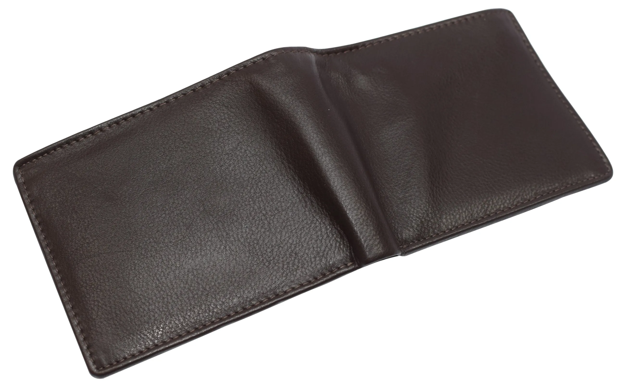 RFID Blocking Men's Double Center Flap Bifold Genuine Leather Wallet 631852