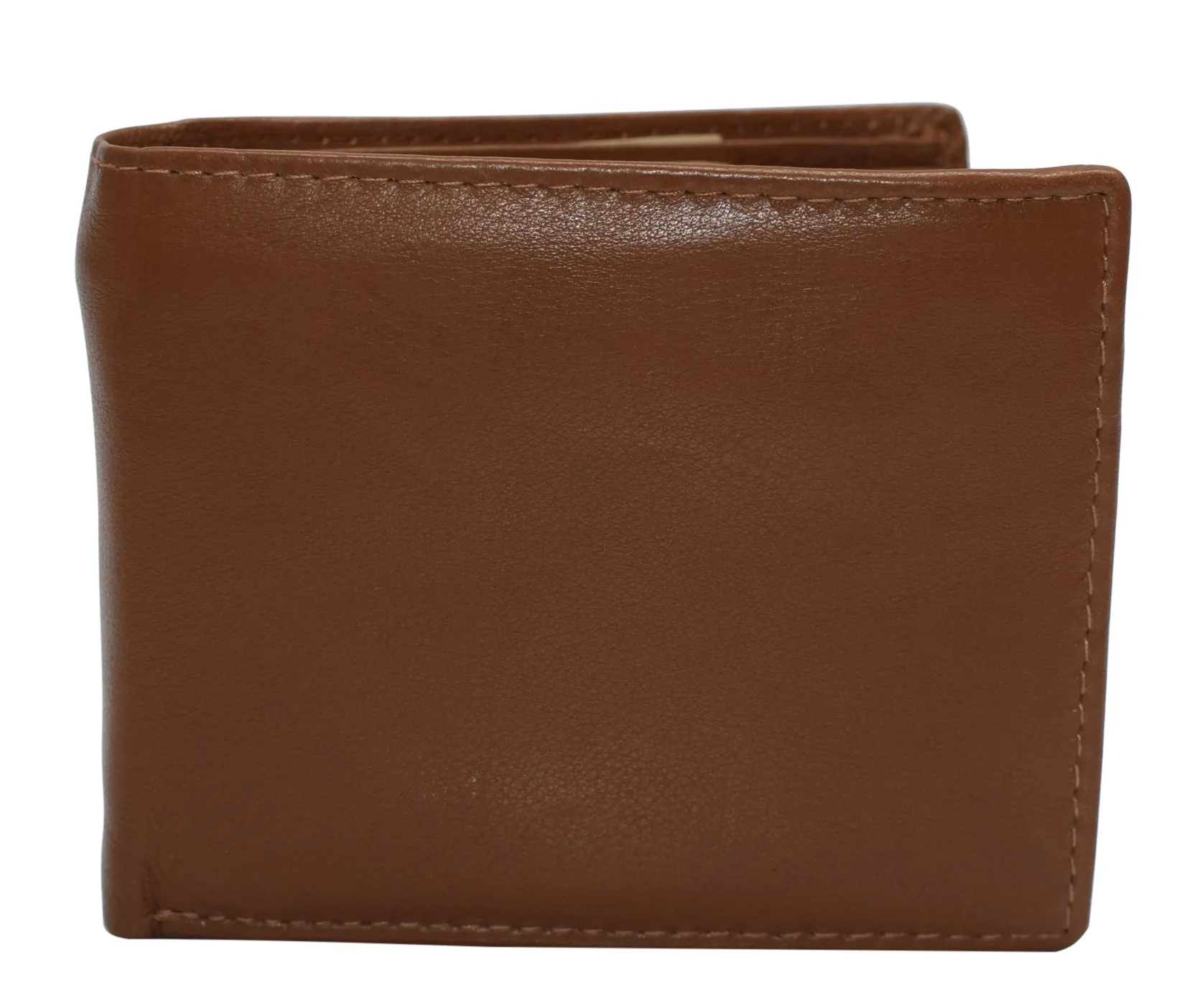 RFID Blocking Men's Double Center Flap Bifold Genuine Leather Wallet 631852