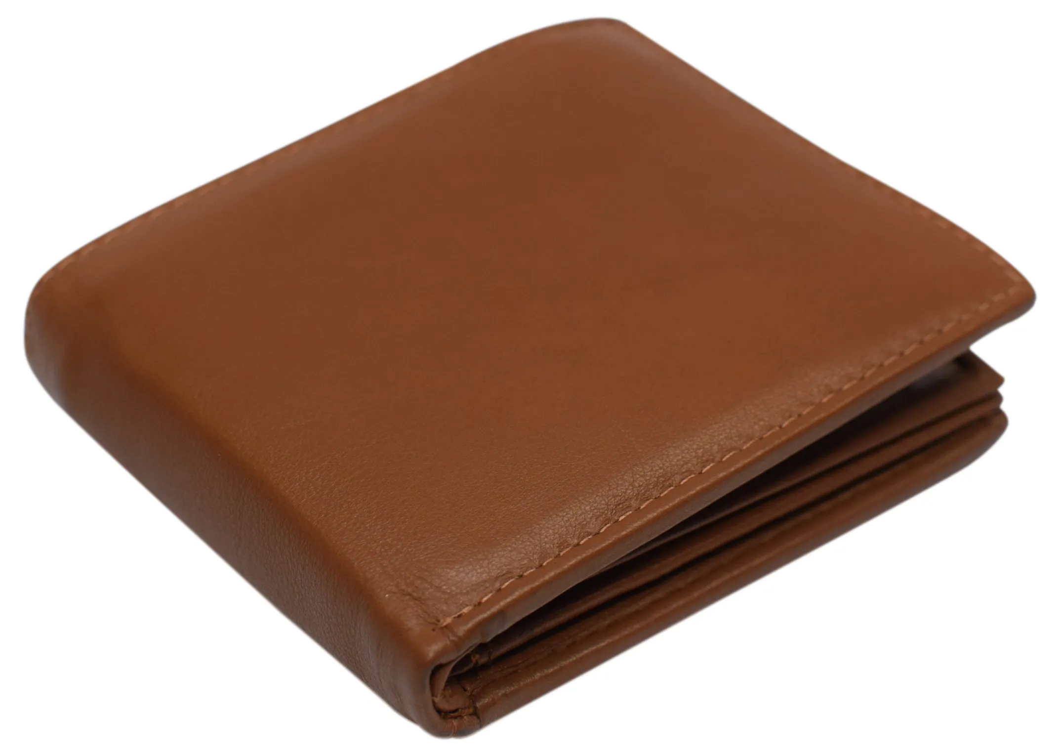 RFID Blocking Men's Double Center Flap Bifold Genuine Leather Wallet 631852