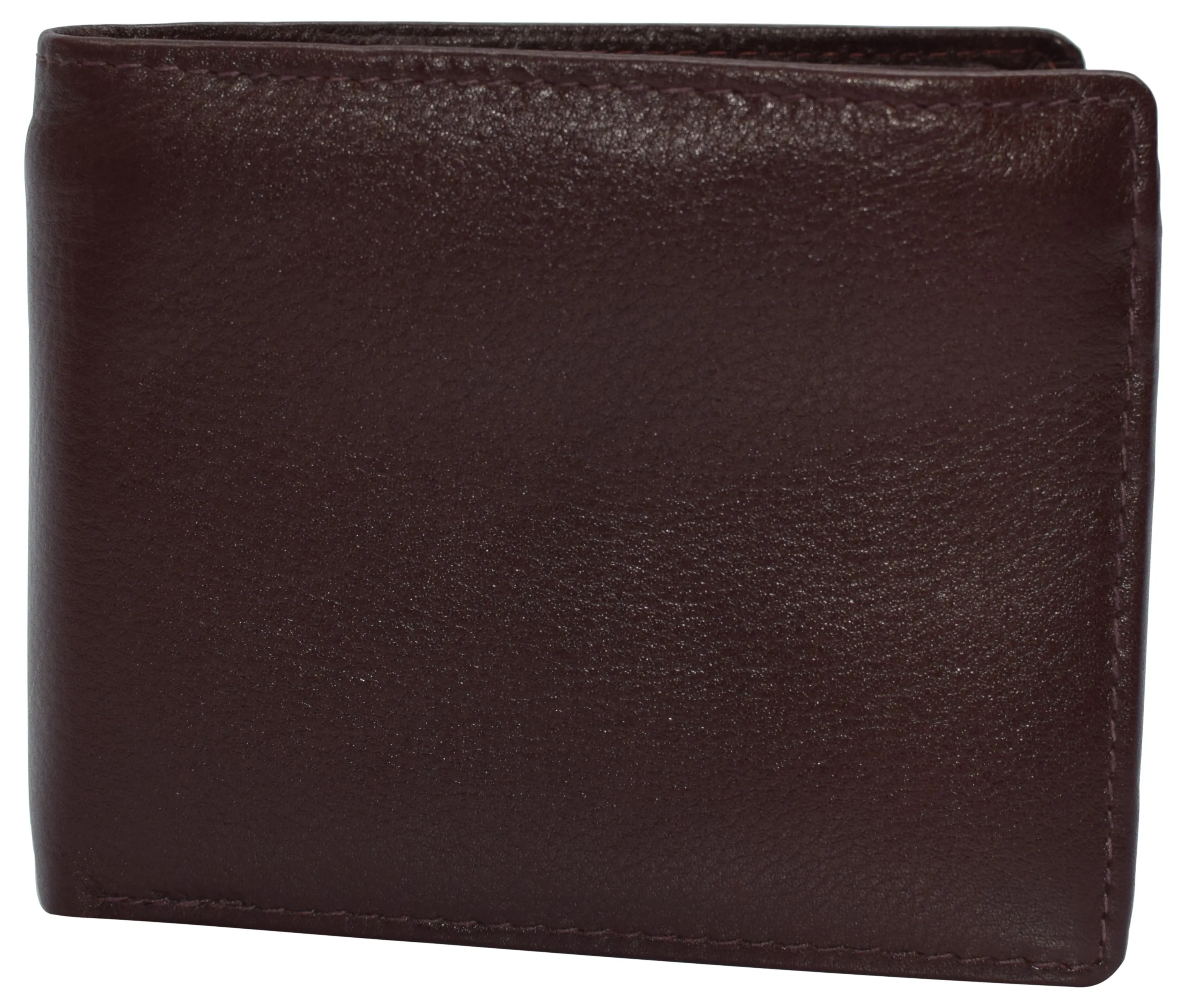 RFID Blocking Men's Double Center Flap Bifold Genuine Leather Wallet 631852