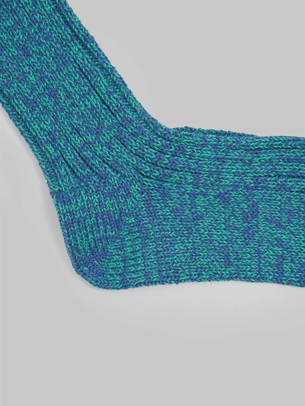 ROTOTO Recycle Cotton Ribbed Crew Socks Blue/Green
