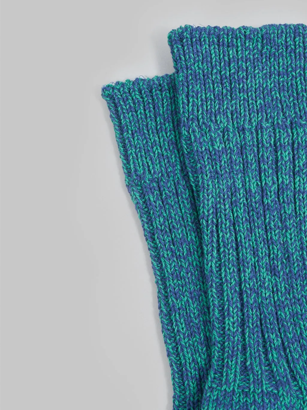 ROTOTO Recycle Cotton Ribbed Crew Socks Blue/Green