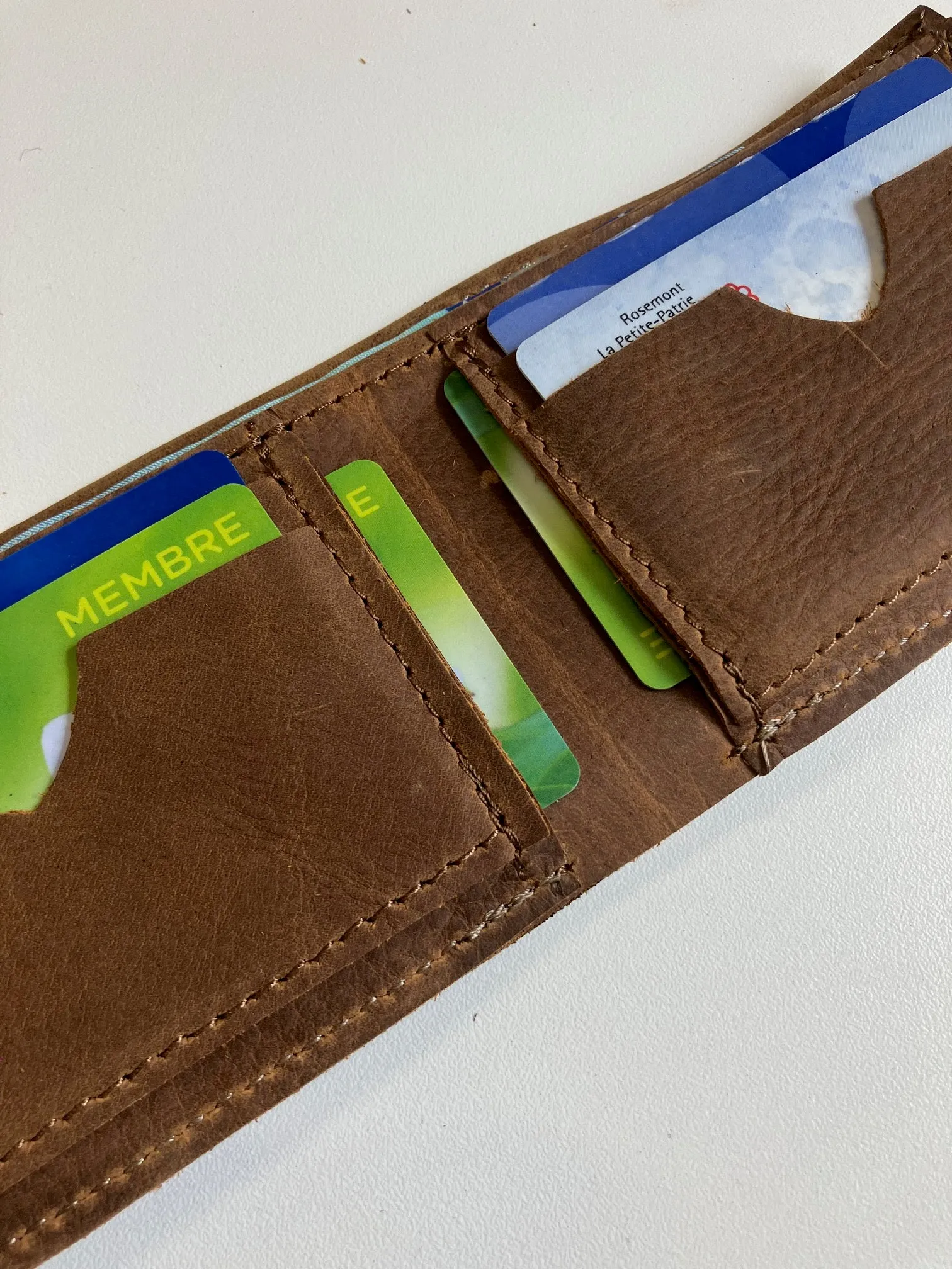 SAMPLE. Minimalist bifold mat brown leather wallet. handmade in Canada