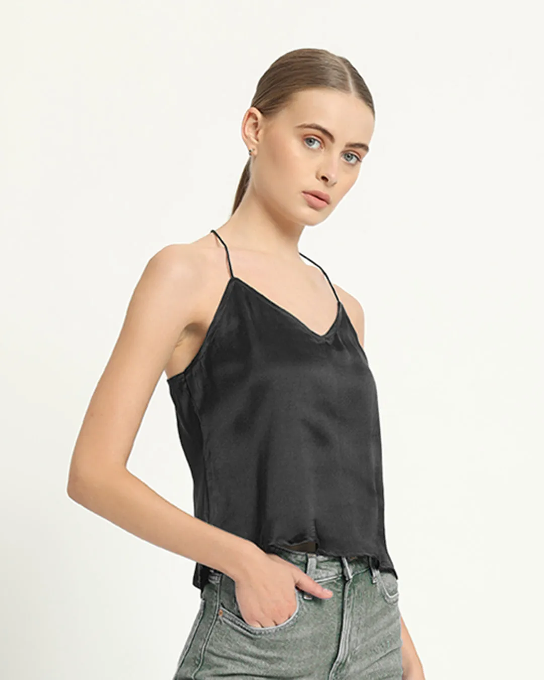 Satin Chic Black Camisole