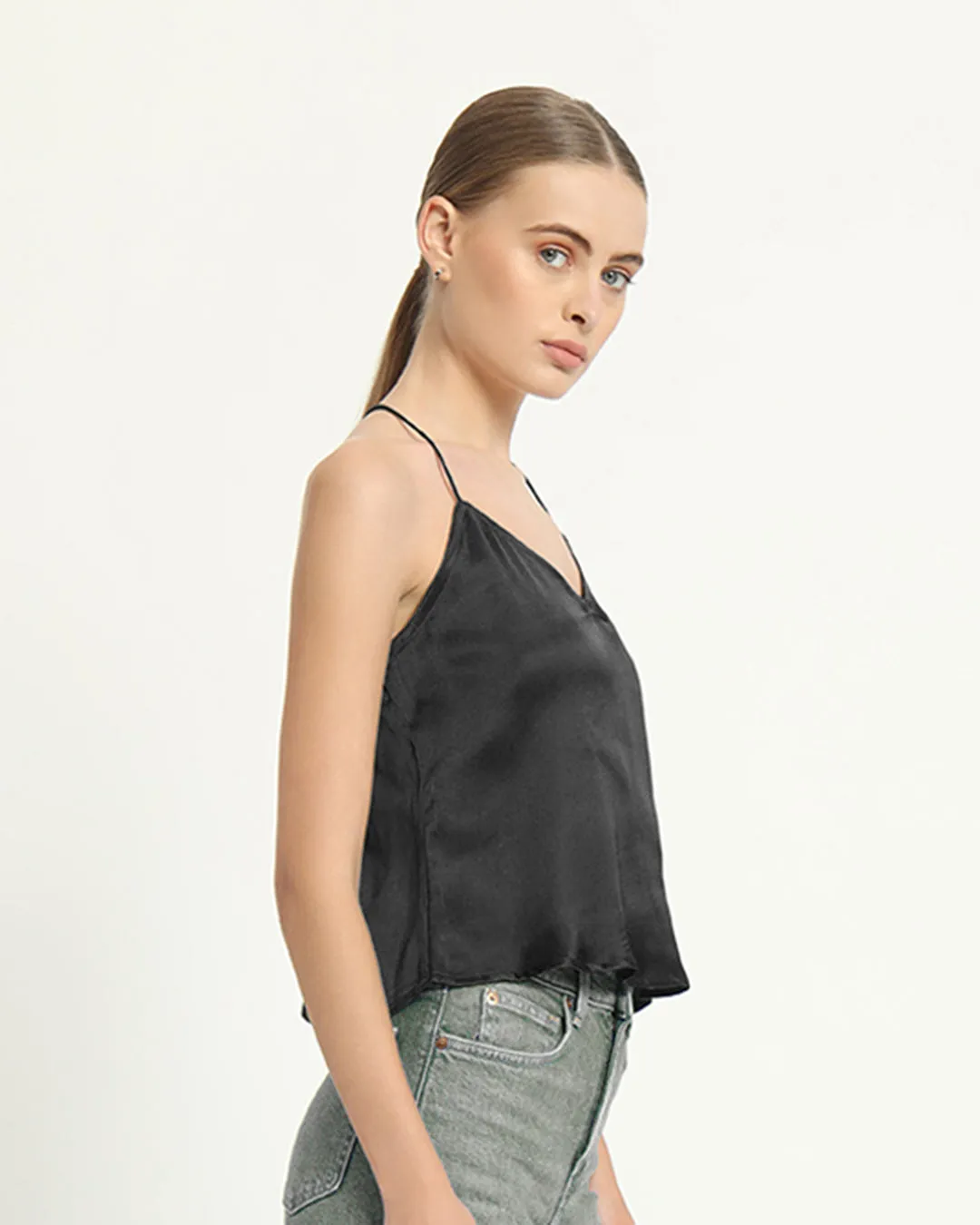 Satin Chic Black Camisole