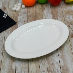 Set Of 3 Professional Rolled Rim White Oval Plate / Platter 12" inch |