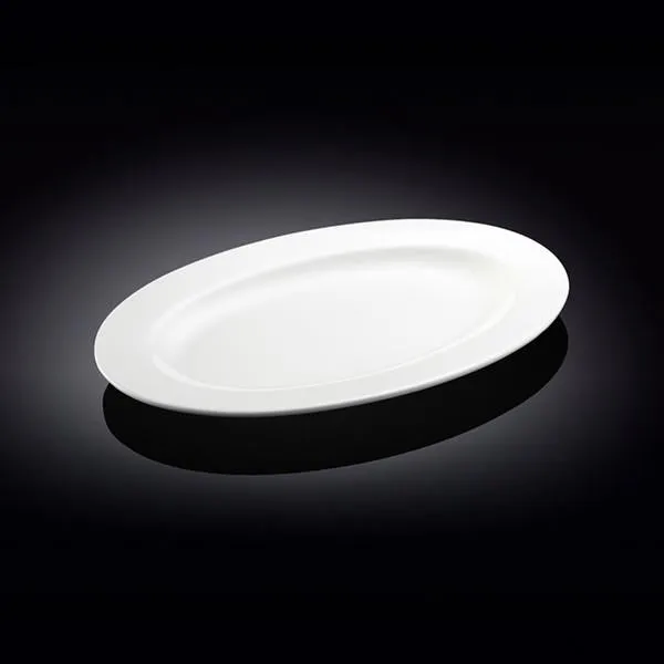 Set Of 3 Professional Rolled Rim White Oval Plate / Platter 12" inch |