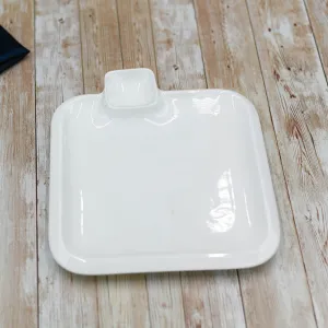 Set Of 3 White Square Platter With Sauce Compartment 10" inch X 10" inch |