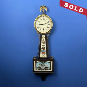 Seth Thomas "Banjo Clock" with a depiction of a naval engagement