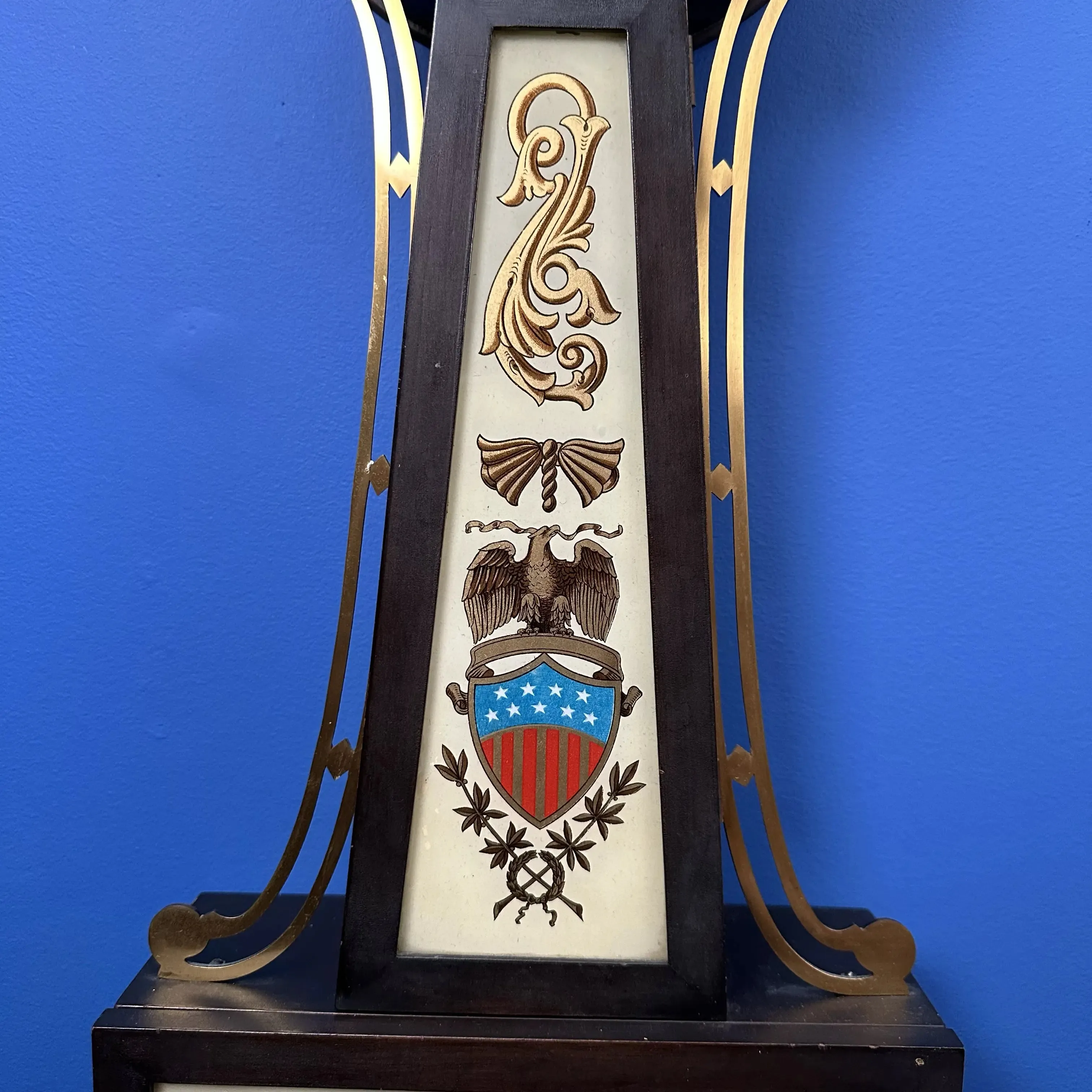 Seth Thomas "Banjo Clock" with a depiction of a naval engagement