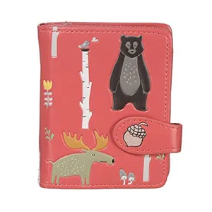 Shagwear Woodland Animals Small Red Zipper Wallet