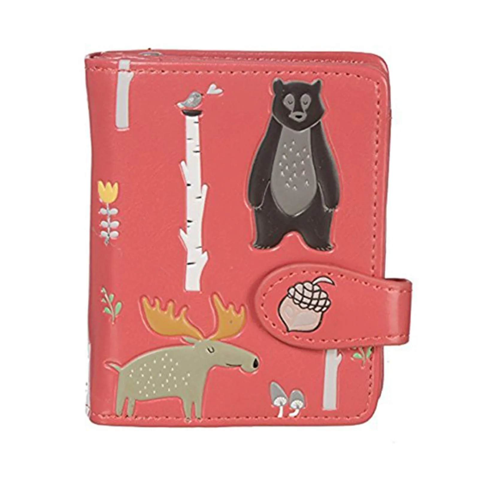 Shagwear Woodland Animals Small Red Zipper Wallet