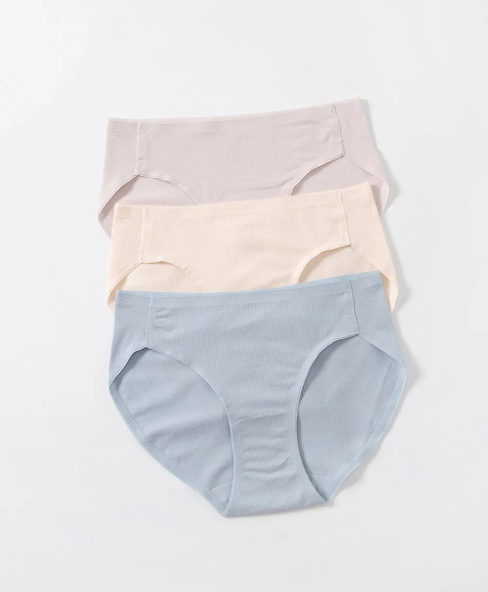 Silky Soft Laminated Seamless Pointelle Rib Mid Waist Midi Panties